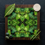 Just the Headlines - Trippy Fractal Leaf Art Print / Canvas Square Wooden Plaque Vibrant Green Leaf Pattern Yellow Trippy Fractal Leaf,
