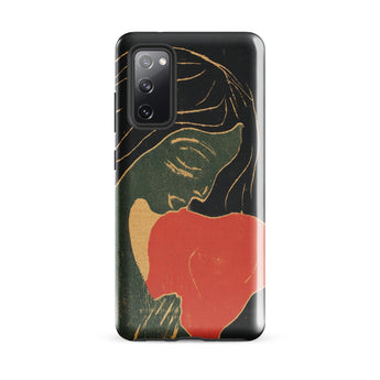 The Heart - Edvard Munch Phone Case Samsung Galaxy S20 Fe / Matte Black Phone Case Stylized Illustration Woman Gold Line Primal Scream