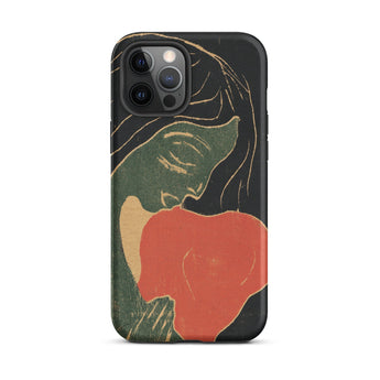 The Heart - Edvard Munch Phone Case Iphone 12 Pro Max / Matte Black Phone Case Stylized Illustration Woman Green Red Primal Scream