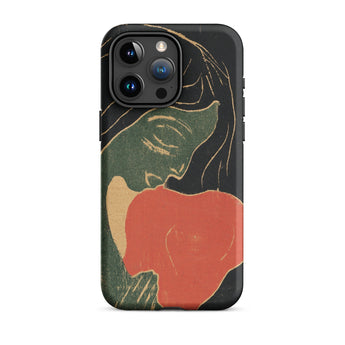The Heart - Edvard Munch Phone Case Iphone 15 Pro Max / Matte Black Phone Case Stylized Illustration Woman Green Red Primal Scream