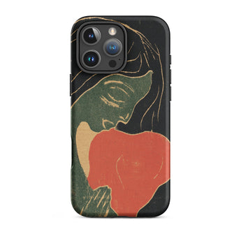 The Heart - Edvard Munch Phone Case Iphone 16 Pro Max / Matte Black Phone Case Stylized Illustration Woman Green Red Primal Scream