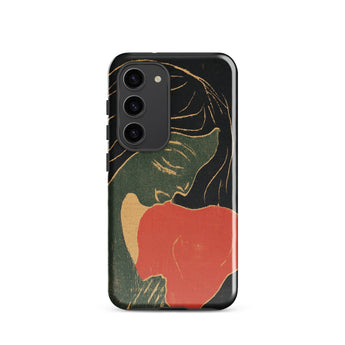 The Heart - Edvard Munch Phone Case Samsung Galaxy S23 / Matte Black Phone Case Stylized Illustration Woman Hair Green Primal Scream