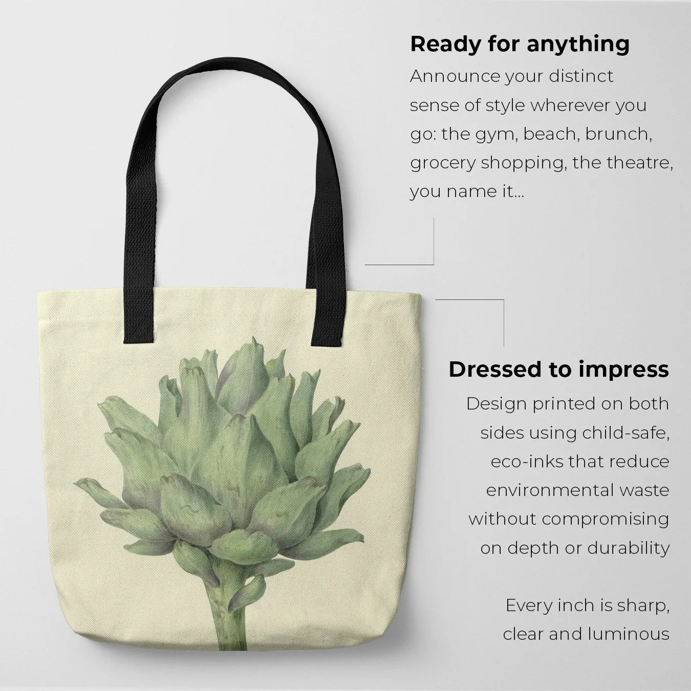 Heartichoke Tote - Lemon Butter - Heavy Duty Reusable Grocery Bag - Shopping Totes - Aesthetic Art