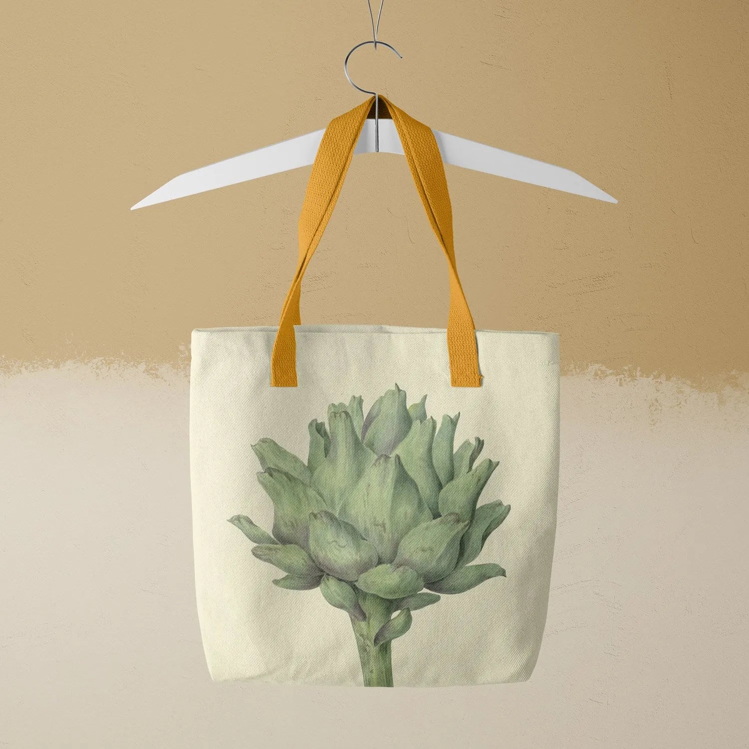 Heartichoke Tote - Lemon Butter - Heavy Duty Reusable Grocery Bag - Yellow Handles - Shopping Totes - Aesthetic Art