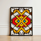 Vibrant Stained Glass Artwork Symmetrical Geometric Design Bold Window, Photography Art, Sydney’s Queen Victoria