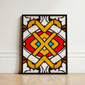 Vibrant Stained Glass Artwork Symmetrical Geometric Design Bold Window, Photography Art, Sydney’s Queen Victoria