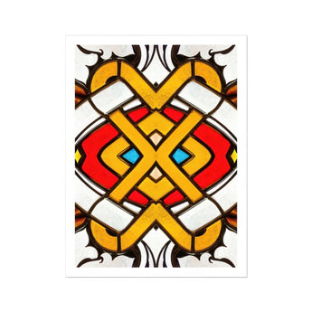 Hearts of Glass - Stained Window Art Print / Canvas Geometric Pattern Yellow Bands Red Blue Accents Symmetrical, Photography, Sydney’s