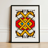 Hearts of Glass - Stained Window Art Print / Canvas Vibrant Stained Glass Artwork Bold Yellow Red Blue Window, Window Photography Art,