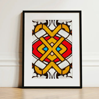 Hearts of Glass - Stained Window Art Print / Canvas Vibrant Artwork Bold Yellow Red Blue, Photography, Sydney’s Queen Victoria Prints