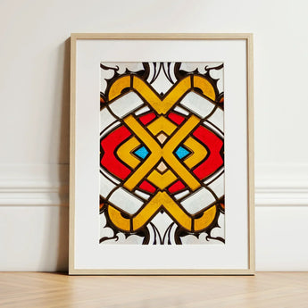 Hearts of Glass - Stained Window Art Print / Canvas Vibrant Artwork Bold Yellow Red Blue, Photography, Sydney’s Queen Victoria Prints
