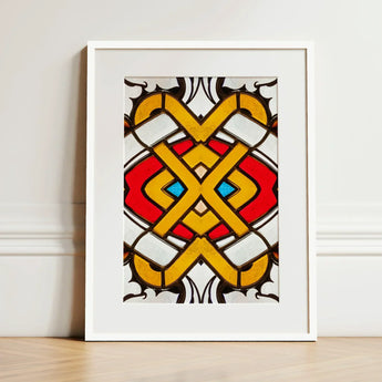 Hearts of Glass - Stained Window Art Print / Canvas Vibrant Artwork Bold Yellow Red Blue, Photography, Sydney’s Queen Victoria Prints