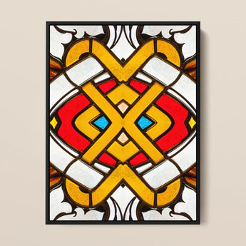 Hearts of Glass - Stained Window Art Print / Canvas Vibrant Stained Glass Artwork Symmetrical Geometric Pattern Bold Window, Window