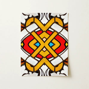 Hearts of Glass - Stained Window Art Print / Canvas Vibrant Stained-glass-inspired Artwork Bold Yellow Red Blue Geometric, Photography,