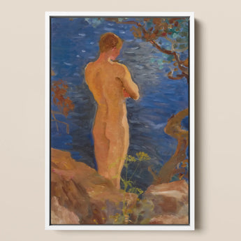 Heikki am Strand - Venny Soldan Kunstdruck / Leinwand, 12x18’’ / 31x46cm / Weißer Rahmen, Poster-Drucke & visuelle Kunstwerke, Toby Leon