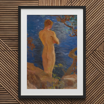 Heikki am Strand - Venny Soldan Kunstdruck / Leinwand, 20x30’’ / 51x76cm / Schwarzer Rahmen / Passepartout, Poster-Drucke & visuelle Kunstwerke, Toby