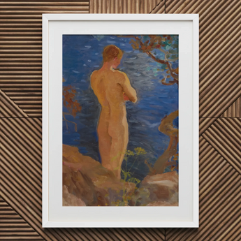 Heikki am Strand - Venny Soldan Kunstdruck / Leinwand, 20x30’’ / 51x76cm / Weißer Rahmen / Passepartout, Poster-Drucke & visuelle Kunstwerke, Toby