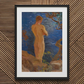 Heikki on the Beach - Venny Soldan-brofeldt Art Print / Canvas Framed Oil Painting Nude Figure Water Rendered Warm Granite Meets, Cold,
