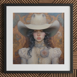 Helena - Wlw lesbischer Cowgirl-Kunstdruck / Leinwand, 12x12’’ / 31x31cm / Schwarzer Rahmen / Passepartout, Poster, Drucke & visuelle Kunstwerke, Toby Leon