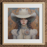 Helena - Wlw lesbischer Cowgirl-Kunstdruck / Leinwand, 12x12’’ / 31x31cm / Naturrahmen / Passepartout, Poster, Drucke & visuelle Kunstwerke, Toby Leon