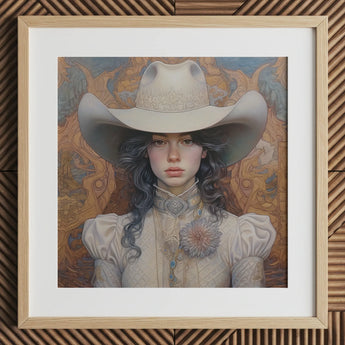 Helena - Wlw lesbischer Cowgirl-Kunstdruck / Leinwand, 12x12’’ / 31x31cm / Naturrahmen / Passepartout, Poster, Drucke & visuelle Kunstwerke, Toby Leon