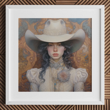 Helena - Wlw lesbischer Cowgirl-Kunstdruck / Leinwand, 12x12’’ / 31x31cm / Weißer Rahmen / Passepartout, Poster, Drucke & visuelle Kunstwerke, Toby Leon