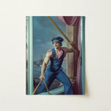 Hender Bender - Gay Russian Sailor Art Print / Canvas Framed Painting Muscular Blue Cap Ropes Determination, Prints
