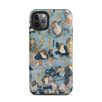 Heroes of the Kabuki Stage Played by Frogs - Utagawa Kuniyoshi Phone Case Iphone 11 Pro Max / Matte Frog-themed, Amphibian Dons Actor