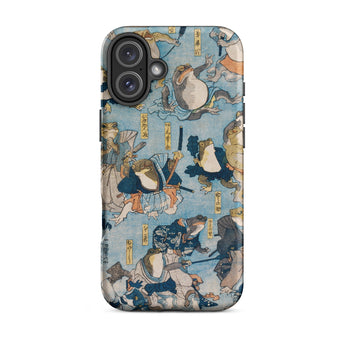Heroes of the Kabuki Stage Played by Frogs - Utagawa Kuniyoshi Phone Case Iphone 16 Plus / Matte Frog-themed, Amphibian Dons Actor Mobile