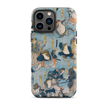 Heroes of the Kabuki Stage Played by Frogs - Utagawa Kuniyoshi Phone Case Iphone 13 Pro Max / Matte Frog-themed Phone Case Kabuki Stage