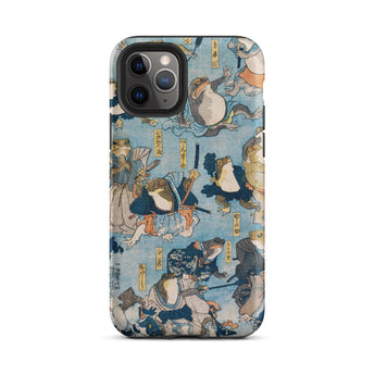 Heroes of the Kabuki Stage Played by Frogs - Utagawa Kuniyoshi Phone Case Iphone 11 Pro / Matte Frog-themed Phone Case Kabuki Stage Played,