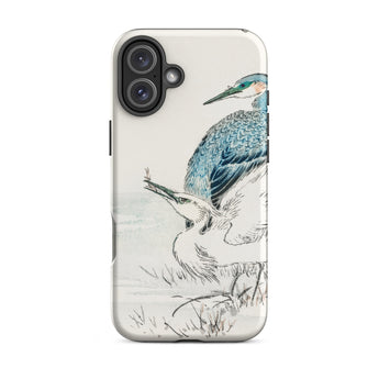 Heron and Egret - Numata Kashu Bird Art Iphone Case 16 Plus / Matte Bird-themed Smartphone Case Numata Kashu, Kashu Meiji Birds, Meiji-era