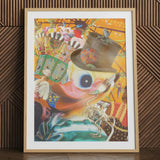 Hey Good Looking - Surreal Carnival Collage Art Print Vibrant Artwork Yellow Duck Brown Hat Adorned, Carousel Dreams Spin, Prints