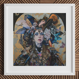 The Hierophant - Surreal Tarot Art Print / Canvas Framed Artwork Woman Adorned Elaborate Colorful Headdress Butterflies, Prints