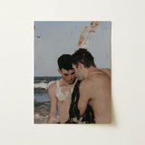 High Tide - Gay Hookup Art Print / Canvas Rectangular Painting Two Shirtless Men Beach Rendered, Surf Spits Foam, Faces Drift Nearer Prints