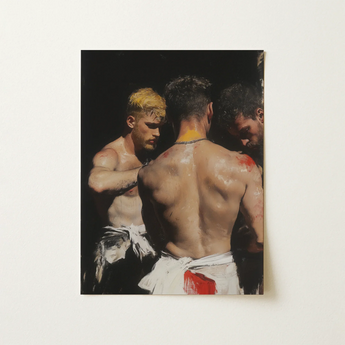 High Voltage - Sleazy Gay Rave Menage a Trois Art Print / Canvas Rectangular Framed Painting Three Muscular Men Dramatic Darkly