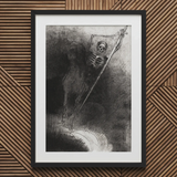 And His Name that Sat on Him was Death - Lámina artística de Odilon Redon / Lienzo, 20x30’’ / 51x76cm / Marco negro / Paspartú, Pósters, impresiones y