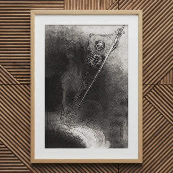 And His Name that Sat on Him was Death - Lámina artística de Odilon Redon / Lienzo, 20x30’’ / 51x76cm / Marco natural / Paspartú, Pósters, impresiones y
