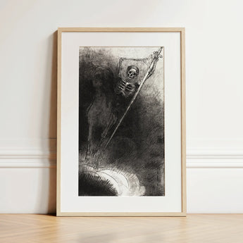 And His Name that Sat on Him was Death - Odilon Redon Art Print / Canvas, 12x18’’ / 31x46cm / Natural Frame / Matboard, Posters Prints &