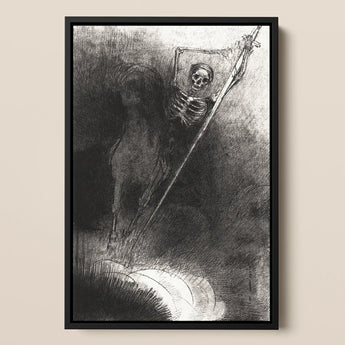 And His Name that Sat on Him was Death - Odilon Redon Art Print / Canvas Black-framed Charcoal Sketch Print Skeletal Figure Horseback Sword