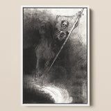 And His Name that Sat on Him was Death - Odilon Redon Art Print / Canvas Black White Framed Artwork Skeleton Horseback Sword Rendered,