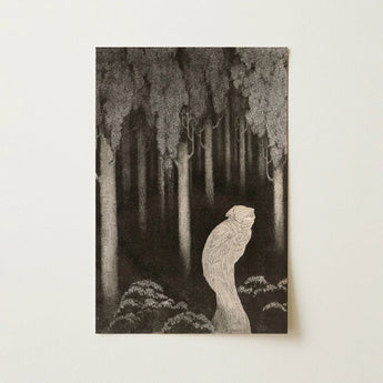 Black-and-white Dotwork Illustration Print Hooded Figure Dense Shadowy Sidney Sime, Art, Dusk Drops, Hish Lord