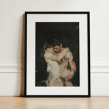 Hold Tight - Ancient Gay Fantasy Art Print / Canvas Black-framed Tender Embrace Two Nude Figures, Prints