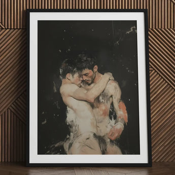 Hold Tight - Ancient Gay Fantasy Art Print / Canvas Black-framed White Mat Expressive Painting Two, Prints
