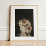 Hold Tight - Ancient Gay Fantasy Art Print / Canvas Framed Artwork Two Nude Men Rendered Soft Earthy, Prints