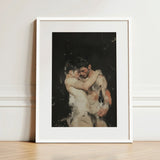 Hold Tight - Ancient Gay Fantasy Art Print / Canvas White-framed Tender Embrace Two Muscular Men, Prints