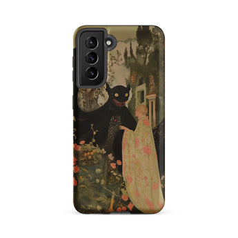 Home Sweet - Creepy Cute Demon Art Phone Case Samsung Galaxy S21 Fe / Matte Phone Case Dark Whimsical Illustration Black Cat-like Creature