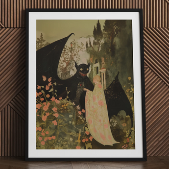 Home Sweet - Stampa d'arte demoniaca creepy-cute / Tela, 24x32’’ / 61x81cm / Cornice nera / Passe-partout, Poster, Stampe e Opere d'Arte Visiva, Toby Leon