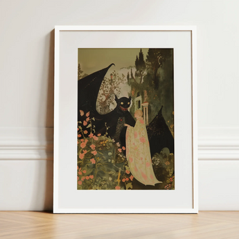 Home Sweet - Creepy Cute Demon Art Print / Canvas, 12x16’’ / 31x41cm / White Frame / Matboard, Posters Prints & Visual Artwork, Toby Leon