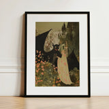 Home Sweet - Creepy Cute Demon Art Print / Canvas Black-framed Whimsical Illustration Black Dragon Eyes, Pastel Goth Priory, Lush Shadows