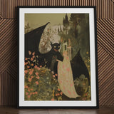 Home Sweet - Creepy Cute Demon Art Print / Canvas Black-framed Whimsical Illustration Black Dragon Eyes, Pastel Goth Priory, Lush Shadows